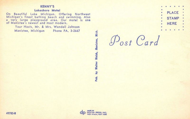Lake Shore Motel (Kennys Lakeshore Motel) - Old Postcard (newer photo)